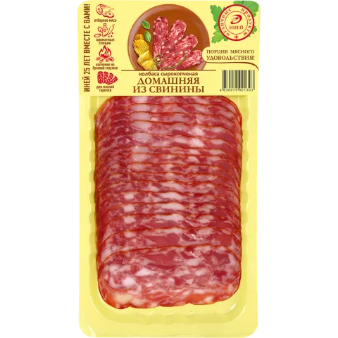 Колбаса Иней домашняя из свинины п/сухая с/к нарезка 80г