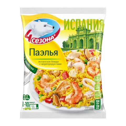 Готовое блюдо з/м 4 Сезона Паэлья 600г