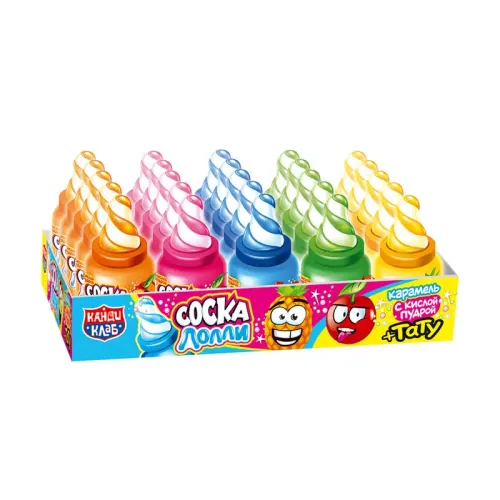 Карамель Соска Лолли 5г карт/уп. с кислой пудрой и татуировкой Китай