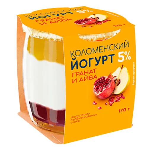 Йогурт Коломенский 5%ж Гранат-Айва 170г/4 Стекло