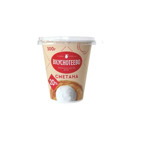 БЗМЖ Сметана Вкуснотеево 20% 300г стакан