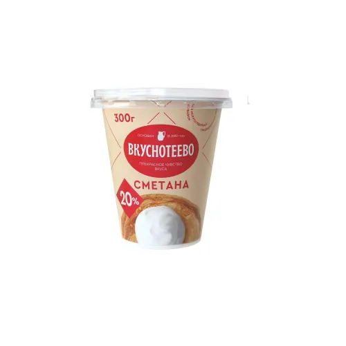 БЗМЖ Сметана Вкуснотеево 20% 300г стакан
