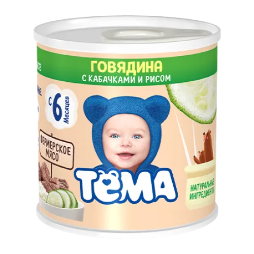 Мясорастительное пюре &quot;Тема&quot; говядина-кабачок-рис 90г