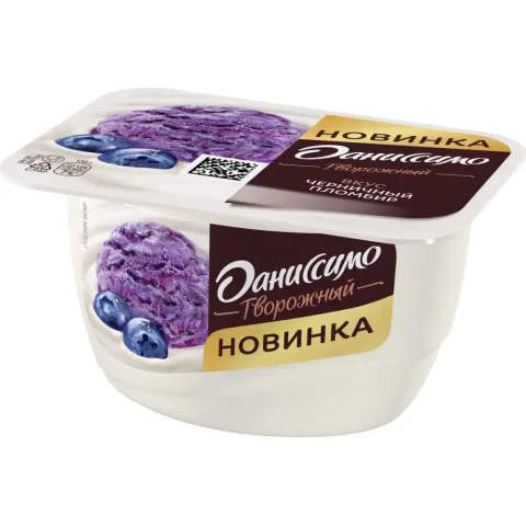 БЗМЖ Продукт творож Даниссимо Черничный пломбир 5,6% 130г