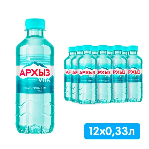 Вода Архыз Vita 0.33 литра, без газа, пэт, 12 шт. в уп.