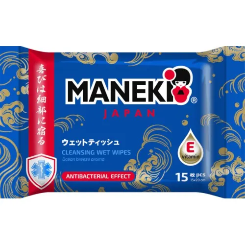 Салфетки Манеки влажные антибактериальные 15шт