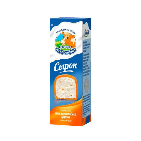 БЗМЖ Сырок творож глаз КизК 23% 40г цукаты апельсина в бел.шок