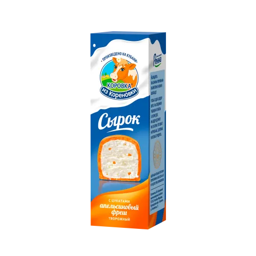 БЗМЖ Сырок творож глаз КизК 23% 40г цукаты апельсина в бел.шок