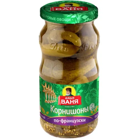 Огурцы корнишоны по-французски 420г сб Дядя Ваня