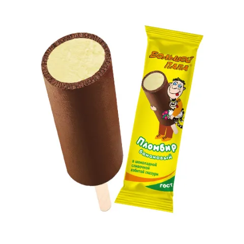 «Большой Папа» Эскимо пломбир банановый в шоколадной сливочной взбитой глазури