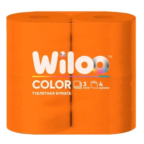 Туалетная бумага Wiloo оранжевая 3сл 4рул