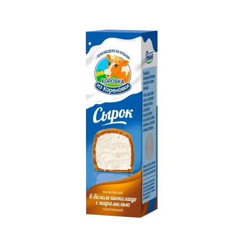 Сырок творожный ванильный глазированный в белом шоколаде с карамелью 23%