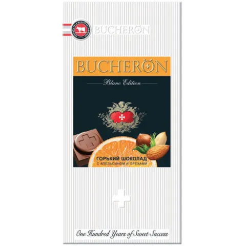 Шоколад BUCHERON BLANC EDITION горький с апельсином и орехами 85г