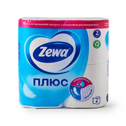 Бумага туал Зева плюс голубая 2 сл 4 рул