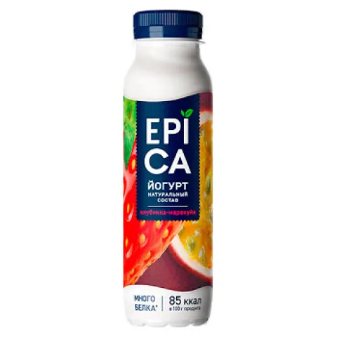 БЗМЖ Йогурт питьевой EPICA Клубника и Маракуйя 2,5% 260г бут