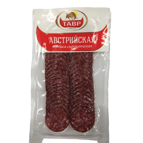Колбаса Австрийская с/к п/с в/у нарезка 90г Тавр