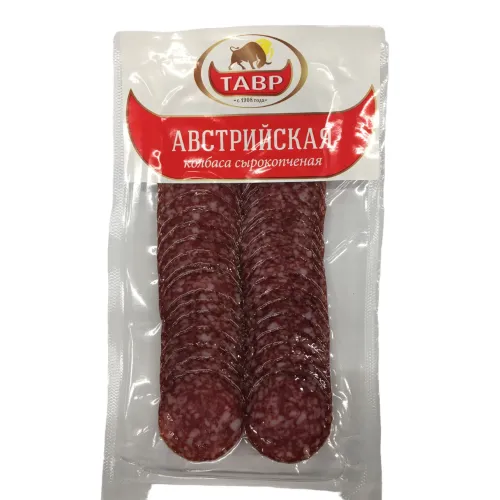 Колбаса Австрийская с/к п/с в/у нарезка 90г Тавр