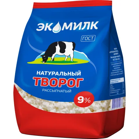 БЗМЖ Творог рассыпчатый Экомилк 9% 350г