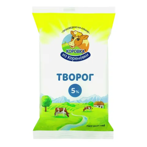 БЗМЖ Творог из Кореновки 5% 180г флоупак