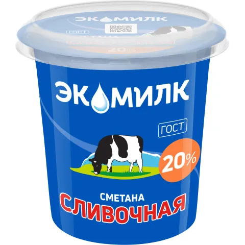 БЗМЖ Сметана Экомилк Сливочная 20% 300г
