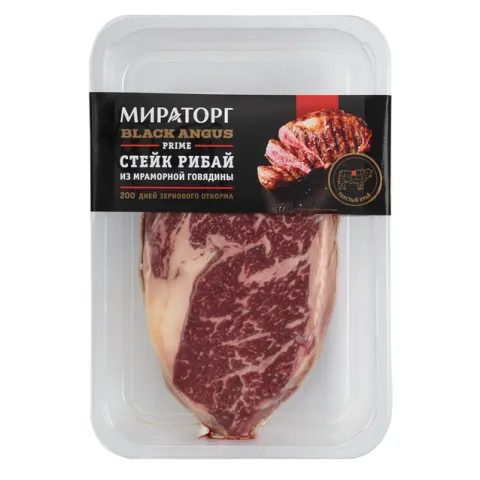 Стейк Рибай из мраморной говядины Prime тонкий край охл Black Angus Мираторг 390 гр
