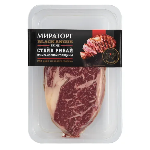 Стейк Рибай из мраморной говядины Prime тонкий край охл Black Angus Мираторг 390 гр