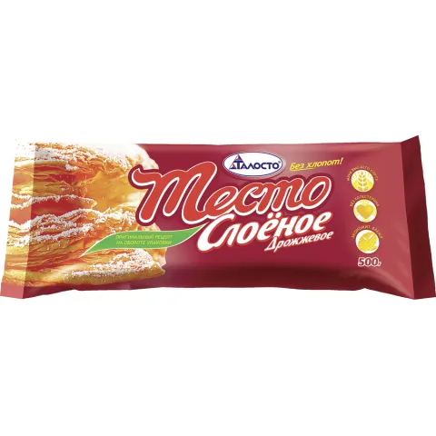 Тесто слоеное дрожжевое Талосто 500г пачка