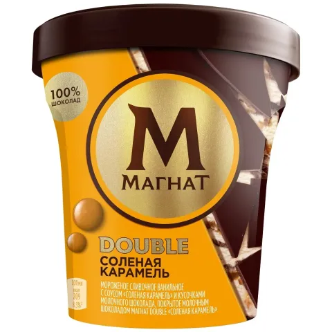 БЗМЖ Мороженое МАГНАТ Дабл Сливочное соленая карамель ПИНТА 310г