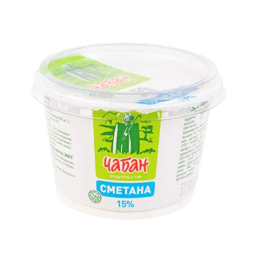 БЗМЖ Сметана Чабан 15% 180г стакан