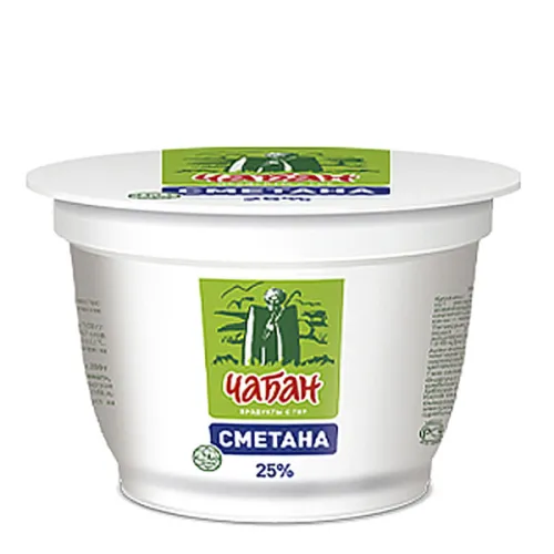 БЗМЖ Сметана Чабан 25% 180г стакан