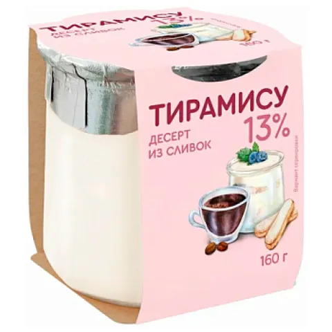 БЗМЖ Десерт Коломенский Тирамису из сливок 13% 160г ст/б