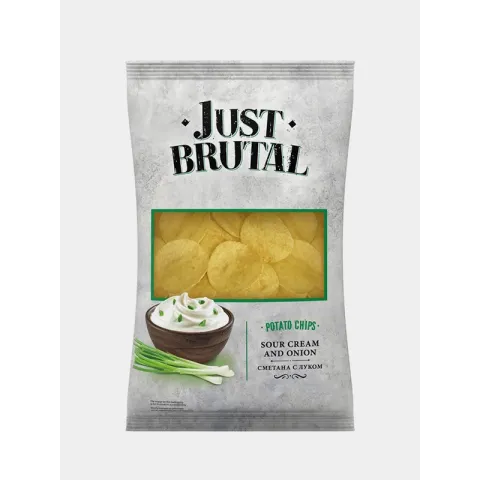Чипсы картофельные Джаст Брутал 85г со вкусом сметаны с луком белые 85г