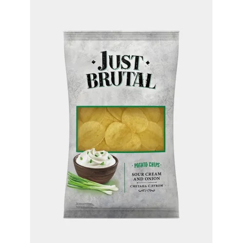 Чипсы картофельные Джаст Брутал 85г со вкусом сметаны с луком белые 85г