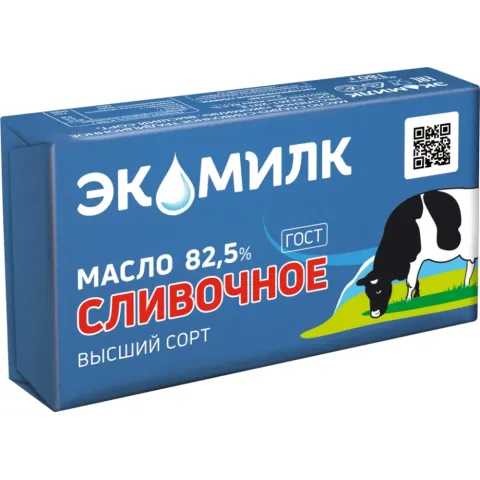 БЗМЖ Масло Сливочное несоленое Экомилк 82,5% 180г