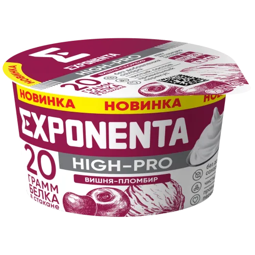 БЗМЖ Продукт кисломолочный Экспонента вишня/пломбир обезжир. б/с 160г