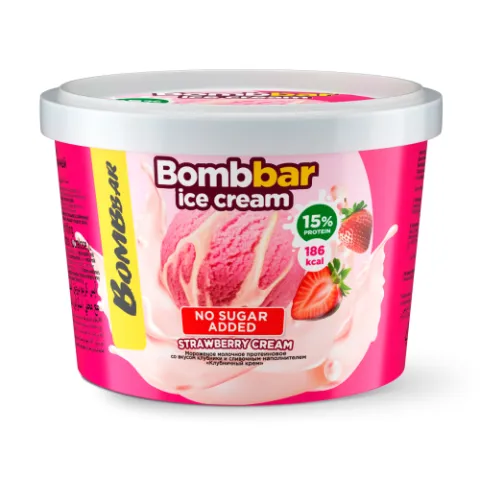БЗМЖ Мороженое молочное Bombbar Клубничный Крем б/с 150г