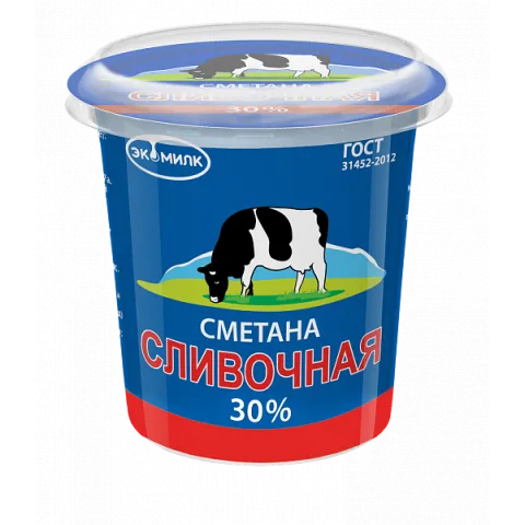 БЗМЖ Сметана Экомилк Сливочная 30% 300г