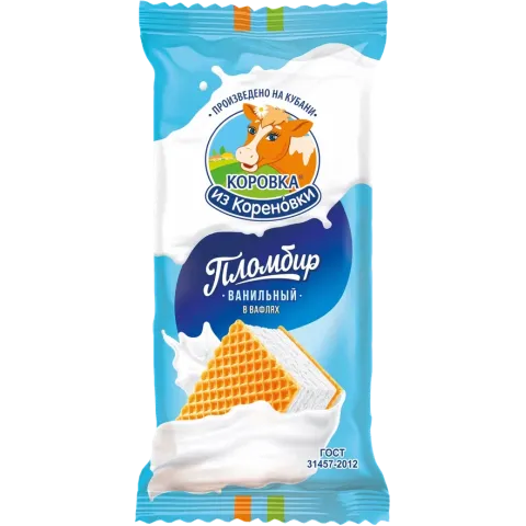 БЗМЖ Мороженое КизК пломбир ваниль в вафлях 15% 70г брикет