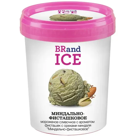 БЗМЖ Мороженое BRand Ice сливочное Миндально-фисташковое 600г