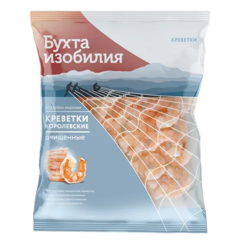 Креветка Бухта Изобилия очищенная королевская в/м 500г