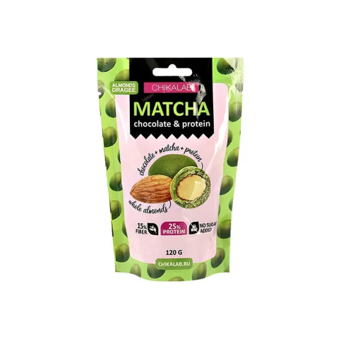 Драже миндаль в белом шок. с зел.чаем Chikalab 120г