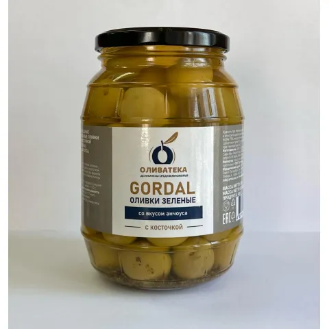 Оливки Gordal без косточки со вкусом анчоуса 870г
