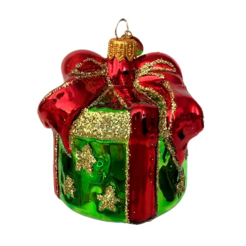 Ёлочн украшение Праздничн подарок зелен стекло 7,5см