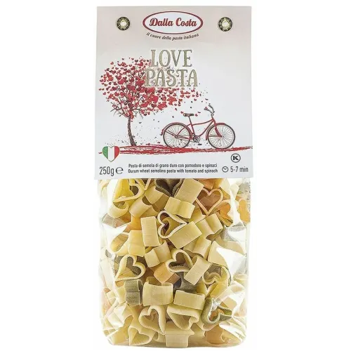 Макаронные изделия Dalla Costa Фигурные в виде сердец без добавления яиц Love Pasta Любовь 250 г
