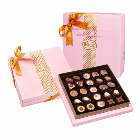 Ассорти шоколадных конфет Bolci DIAMOND, розовая с сумочкой 290г
