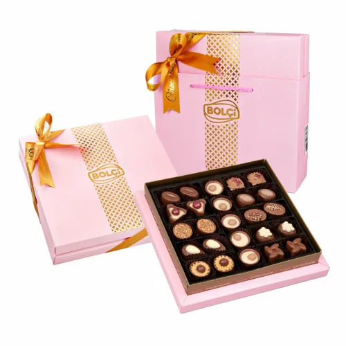 Ассорти шоколадных конфет Bolci DIAMOND, розовая с сумочкой 290г