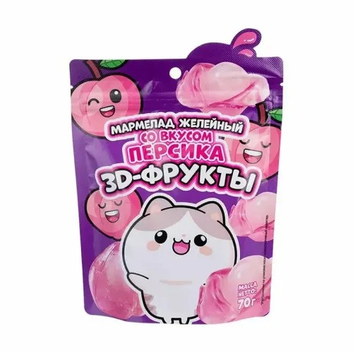 Конфеты 3Д мармеладные белый персик 120г