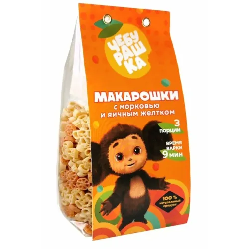 Макаронные изделия Чебурашка морковь/яичный желток 250г