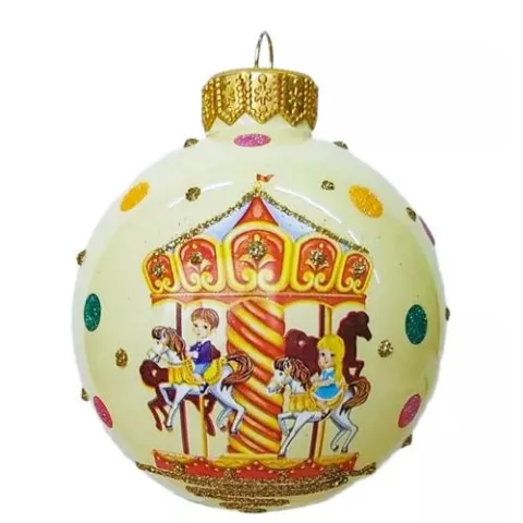 Ёлочное украшение Шар Веселая карусель 80мм