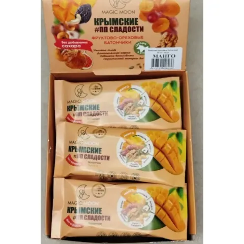 Батончик Магик мун фруктово-ореховый манго б/сахара 60г